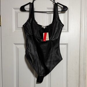 Popilush faux leather bodysuit